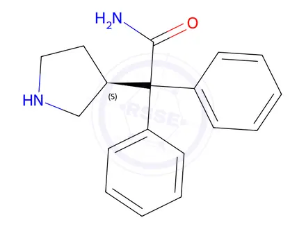 Chemical structure of 3-(S)-(1-Carbamoyl-1,1-diphenylmethyl)pyrrolidine