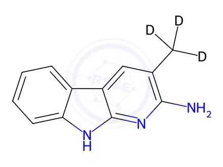 Chemical structure of 2-Amino-3-methyl-9H-pyrido[2,3-b]indole-d3