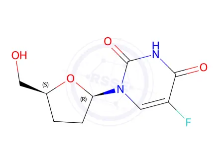 Chemical structure of 2',3'-dideoxy-5-fluorouridine