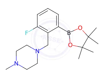 Chemical structure of 3-Fluoro-2-(N-methylpiperazinomethyl)phenylboronic acid pinacol ester, DiHCl