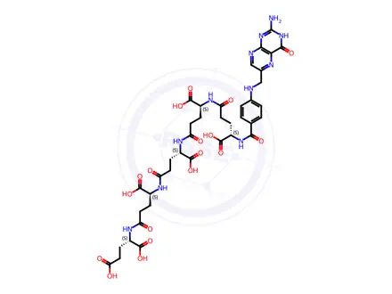 Chemical structure of Folic acid tetraglutamate