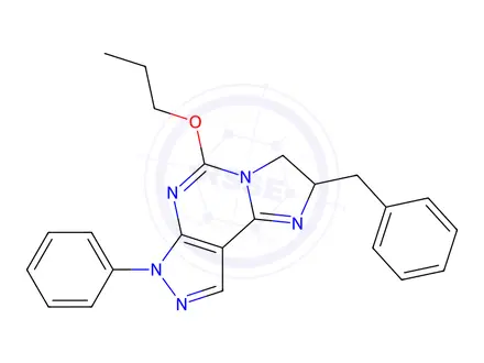 Chemical structure of 2,7-dihydro-7-phenyl-2-(phenylmethyl)-5-propoxy-3H-imidazo(1,2-c)pyrazolo(4,3-e)pyrimidine