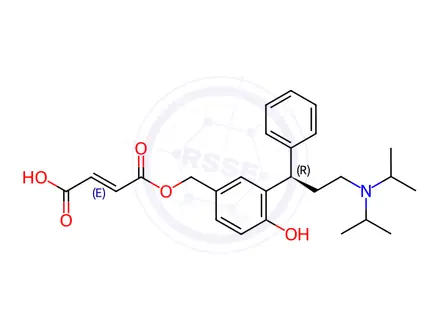 Chemical structure of (R,E)-4-((3-(3-(Diisopropylamino)-1-phenylpropyl)-4-hydroxybenzyl)oxy)-4-oxobut-2-enoic Acid
