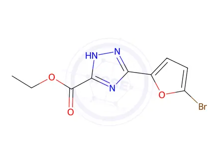 Chemical structure of Ethyl 3-(5-bromofuran-2-yl)-1H-1,2,4-triazole-5-carboxylate