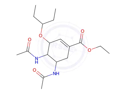 Chemical structure of Ethyl 4,5-diacetamido-3-(pentan-3-yloxy)cyclohex-1-ene-1-carboxylate