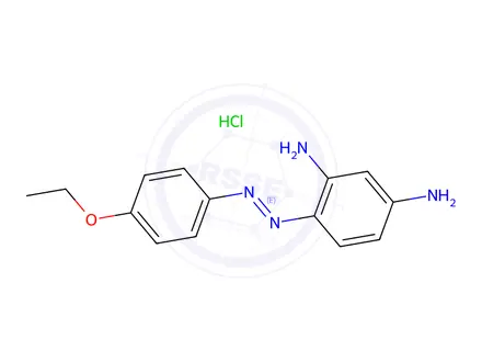 Chemical structure of (E)-4-((4-ethoxyphenyl)diazenyl)benzene-1,3-diamine hydrochloride