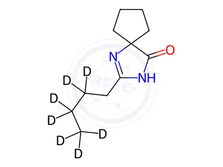 Chemical structure of 2-n-Butyl-d7-1,3-diazaspiro[4.4]non-1-en-4-one