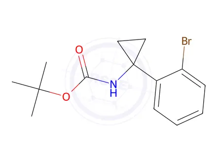 Chemical structure of tert-Butyl N-[1-(2-bromophenyl)cyclopropyl]carbamate