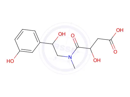Chemical structure of 3-hydroxy-4-((2-hydroxy-2-(3-hydroxyphenyl)ethyl)(methyl)amino)-4-oxobutanoic acid