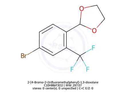 Chemical structure of 2-[4-Bromo-2-(trifluoromethyl)phenyl]-1,3-dioxolane