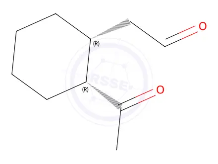 Chemical structure of Cyclohexaneacetaldehyde-formyl-d, 2-acetyl-, cis-(9CI)