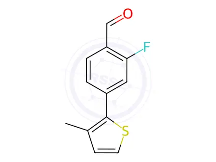 Chemical structure of 2-fluoro-4-(3-methylthiophen-2-yl)benzaldehyde