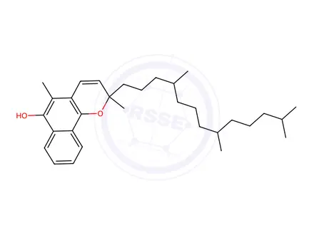 Chemical structure of 2,5-dimethyl-2-(4,8,12-trimethyltridecyl)-2H-benzo[h]chromen-6-ol