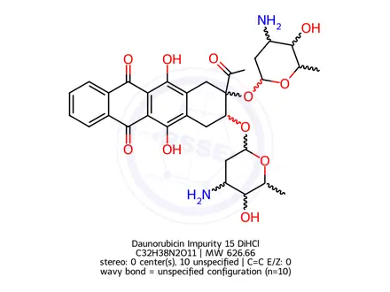 Chemical structure of Daunorubicin Impurity 15 DiHCl