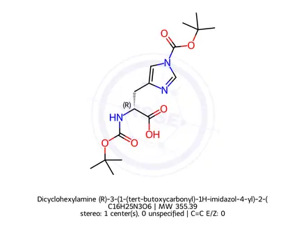 Chemical structure of Boc-D-His(Boc)-OH benzene solvate