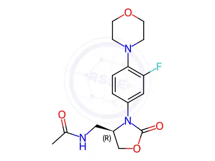 Chemical structure of (R)-N-((3-(3-Fluoro-4-morpholinophenyl)-2-oxooxazolidin-4-yl)methyl)acetamide