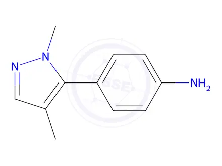 Chemical structure of 4-(1,4-Dimethyl-1H-pyrazol-5-yl)aniline