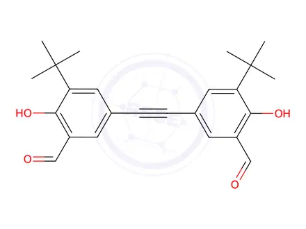 Chemical structure of 5,5'-(Ethyne-1,2-diyl)bis(3-(tert-butyl)-2-hydroxybenzaldehyde)