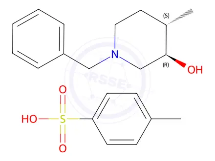 Chemical structure of (3R,4S)-1-benzyl-4-methylpiperidin-3-ol 4-methylbenzenesulfonate