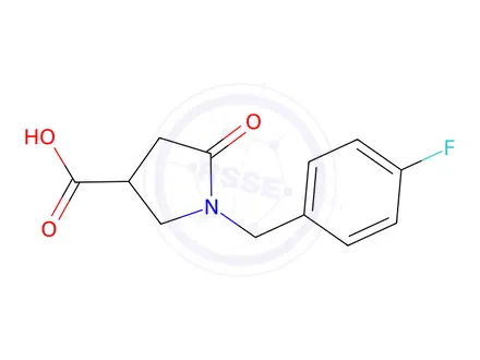 Chemical structure of 1-[(4-Fluorophenyl)methyl]-5-oxopyrrolidine-3-carboxylic acid