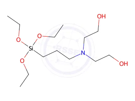 Chemical structure of Bis-(2-hydroxyethyl)-3-aminopropyltriethoxysilane, 62% in Ethanol