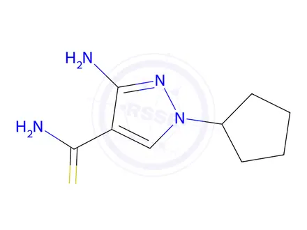 Chemical structure of 3-amino-1-cyclopentyl-1H-pyrazole-4-carbothioamide
