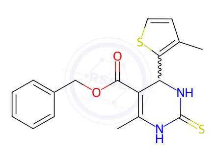 Chemical structure of benzyl 6-methyl-4-(3-methylthiophen-2-yl)-2-thioxo-1,2,3,4-tetrahydropyrimidine-5-carboxylate