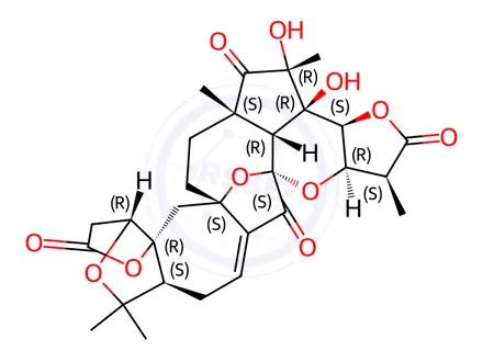 Chemical structure of (1S,3aS,3bR,3b1R,4R,5aS,7aS,8aR,11aR,13aS,16aS,17aR)-3b,4-dihydroxy-1,4,5a,13,13-pentamethyl-3a,3b,3b1,4,5a,6,7,11,11a,13a,14,17a-dodecahydro-2H,8H,10H-3,9,12,17,18-pentaoxa-7a,16a-methanocyclopenta[3',3a']azuleno[6',5':5,6]cycloocta[1,2,3-cd]-as-indacene-2,5,10,16(1H,13H)-tetraone