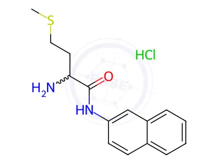 Chemical structure of 2-amino-4-(methylthio)-N-(naphthalen-2-yl)butanamide hydrochloride