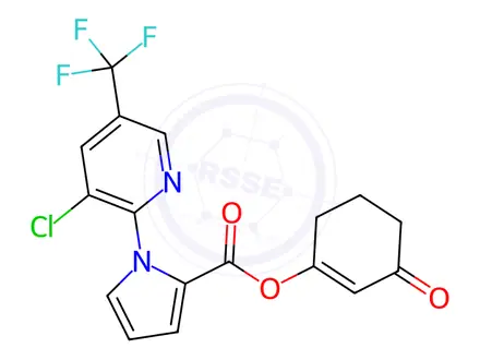 Chemical structure of 3-Oxocyclohex-1-en-1-yl 1-(3-chloro-5-(trifluoromethyl)pyridin-2-yl)-1H-pyrrole-2-carboxylate