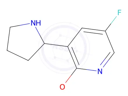 Chemical structure of 5-fluoro-2-methoxy-3-(pyrrolidin-2-yl)pyridine