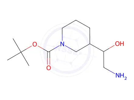 Chemical structure of Tert-butyl 3-(2-amino-1-hydroxyethyl)piperidine-1-carboxylate