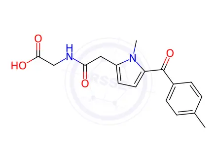 Chemical structure of 1-methyl-5-p-toluolylpyrrol-2-acetamido acetic acid