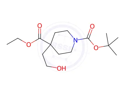 Chemical structure of 4-(2-Hydroxyethyl)-1,4-Piperidinedicarboxylic Acid 1-(1,1-Dimethylethyl) 4-Ethyl Ester