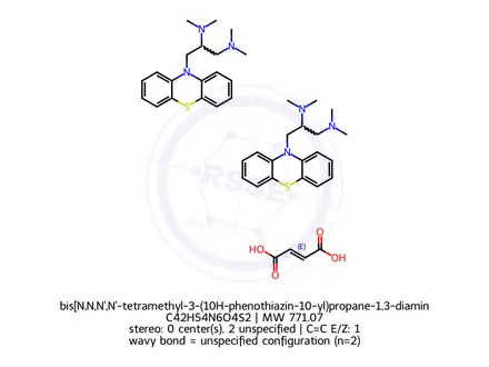 Chemical structure of bis[N,N,N',N'-tetramethyl-3-(10H-phenothiazin-10-yl)propane-1,3-diamine] fumarate