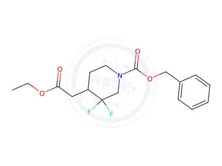 Chemical structure of benzyl 4-(2-ethoxy-2-oxoethyl)-3,3-difluoropiperidine-1-carboxylate