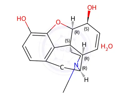 Chemical structure of Morphine Monohydrate 1mg/ml in Methanol