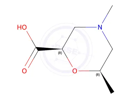 Chemical structure of (2S,6S)-4,6-dimethylmorpholine-2-carboxylic acid