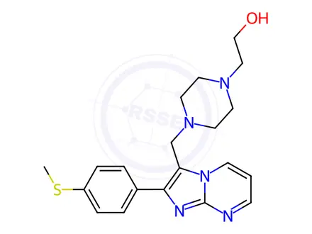 Chemical structure of 4-[[2-[4-(Methylthio)phenyl]imidazo[1,2-a]pyrimidin-3-yl]methyl]-1-piperazineethanol