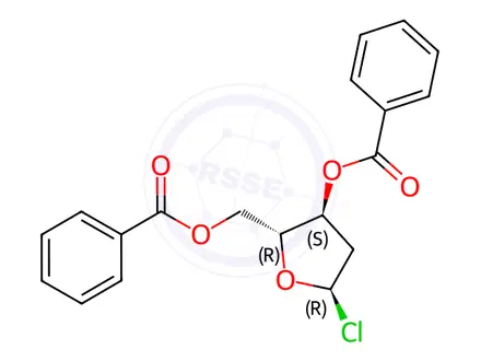 Chemical structure of 1-Chloro-2-deoxy-3,5-di-O-benzoyl-a-D-ribofuranose
