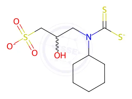 Chemical structure of N-cyclohexyl-N-(2-hydroxy-3-sulfonatopropyl)dithiocarbamate