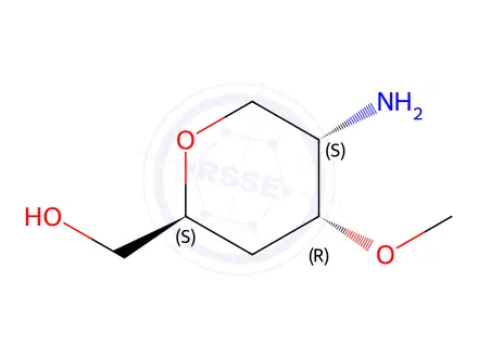 Chemical structure of ((2S,4R,5S)-5-Amino-4-methoxytetrahydro-2H-pyran-2-yl)methanol
