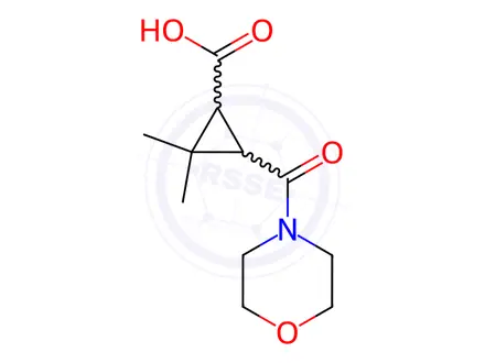 Chemical structure of 2,2-Dimethyl-3-(morpholin-4-ylcarbonyl)-cyclopropanecarboxylic acid