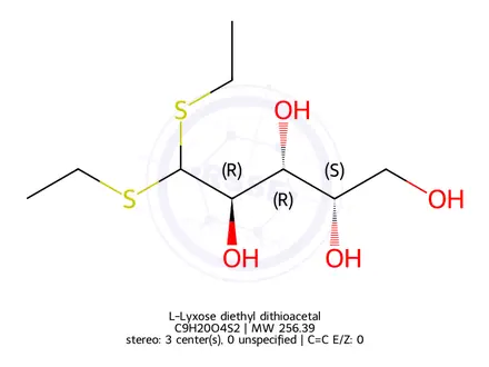 Chemical structure of L-Lyxose diethyl dithioacetal