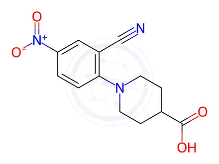 Chemical structure of 1-(2-Cyano-4-nitrophenyl)piperidine-4-carboxylic acid