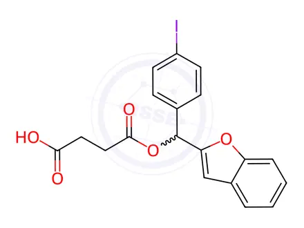 Chemical structure of Succinic acid hydrogen 1-[α-(2-benzofuranyl)-p-iodobenzyl] ester