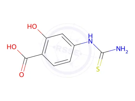 Chemical structure of 2-Hydroxy-4-thioureidobenzoic acid