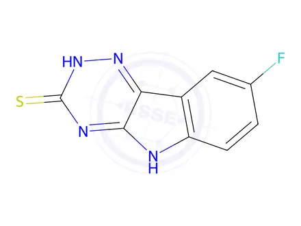 Chemical structure of 8-fluoro-5H-[1,2,4]triazino[5,6-b]indole-3-thiol