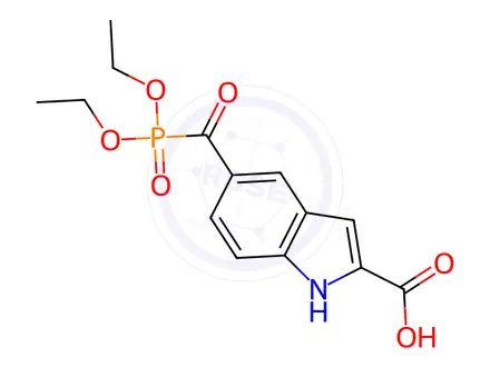Chemical structure of 5-((Diethoxyphosphoryl)carbonyl)-1H-indole-2-carboxylic acid