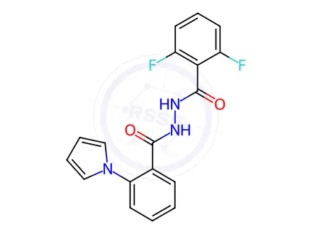 Chemical structure of N'-(2-(1H-pyrrol-1-yl)benzoyl)-2,6-difluorobenzohydrazide